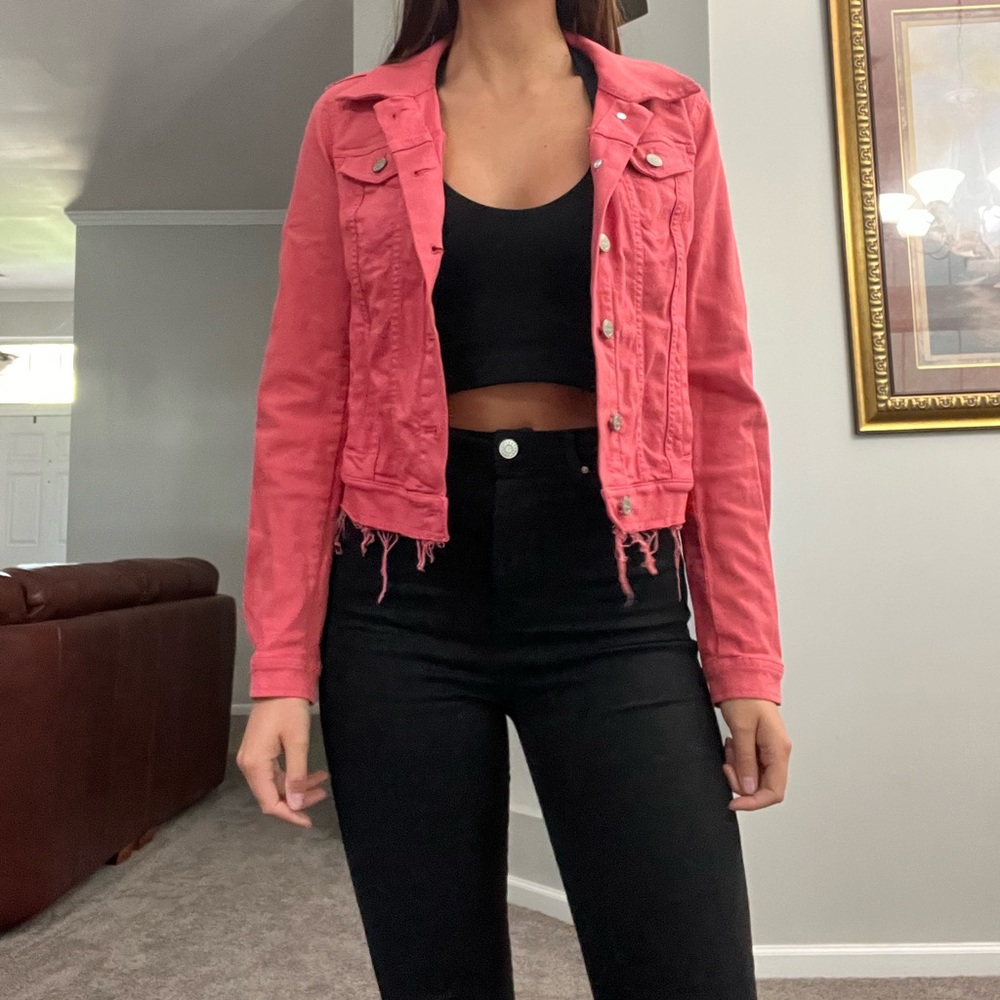 EUC Peach Pink LOFT Denim Jacket
